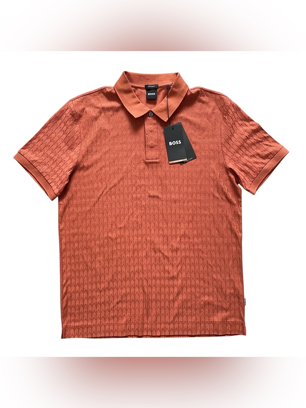 BOSS H-Parlay 321 Polo Medium NWT Rust Textured Mercerized Cotton